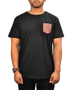 The Stay Winning Maroon Paisley Pocket Tee in Black