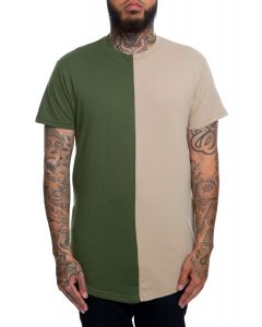 Lobo Two Face Split Tee in Olive/Sand