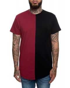 The Lobo Two Face Split Tee in Burgundy and Black