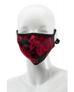 BRED Floral Silk Mask in Black/Red