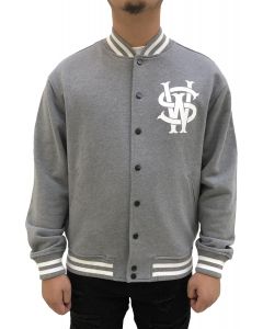 Stay Winning Original Logo/Script Gray/White Varsity Jacket