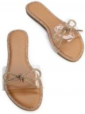 Roo-09 Rhinestone Bow Flat Sandal 