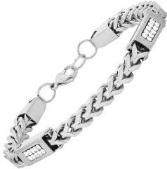 18K Gold Plated Franco Chain Bracelet with Simulated Diamonds