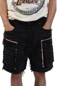 Shredded Denim Cargo Shorts