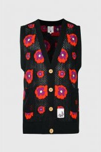 Opium Poppy Flower Crochet Sleeveless Cardigan