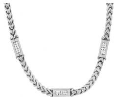 18K Gold Plated Franco Chain Necklace with Simulated Diamonds