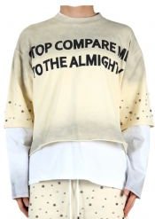 NOEL S/N Jersey 3/4 Sleeve Crop top Tee with Layered long sleeve