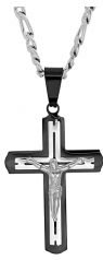 Crucifix Pendant on Figaro Chain
