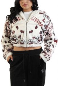 Bandana Print Faux Fur Jacket 