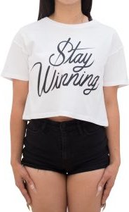Stay Winning White Crop Top Tee