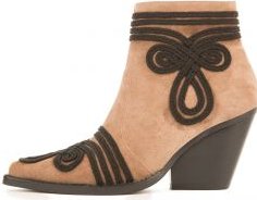 Jeffrey Campbell Gatlin-EMB Taupe Suede Heeled Booties Taupe