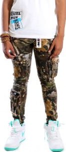 LOGAN Men's premium twill forest camo pattern cargo pants.