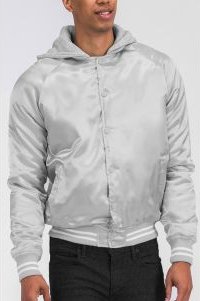 Satin Hooded Varsity Jacket