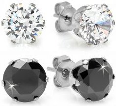 Checkerboard CZ Stud Earring Set