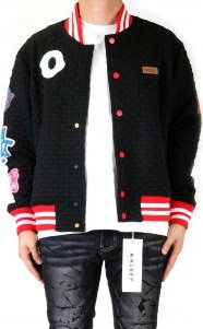 KUROI Waffle Square Pattern Jacket with patches