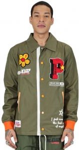 BELMONT Men's premium nylon long sleeve coach jacket with multi patches