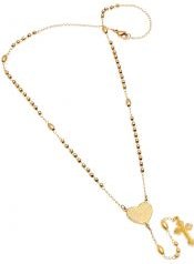 Ladies 18k Gold Plated Stainless Steel Padre Nuestro Prayer Heart Rosary Necklace