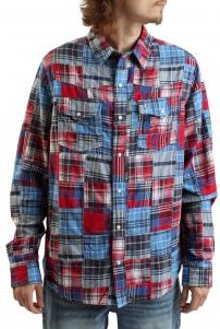Flannel Shirt With Plaid Patches 