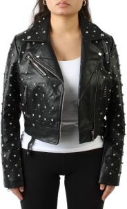 Leather Rhinestone Jacket 