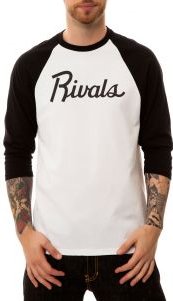 The Rivals Sport Raglan in Black and White (Black Sleeves)