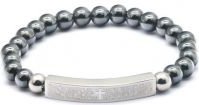Lord's Prayer Hematite Beaded Stretch Bracelet