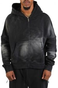 Coupe Distressed Zip Hoodie