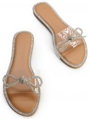 Roo-09 Rhinestone Bow Flat Sandal 