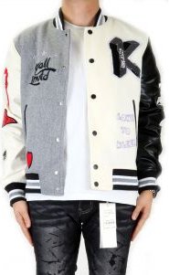 CAPELLA Men's Melton Body with Faux Leather Sleeve Varsity Jacket