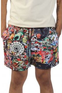 Tattoo Collage Mesh Shorts 
