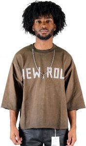 ELLE S/N Jersey 3/4 Sleeve Crop Top Tee with Detachable Necklace