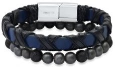 Criss Cross Leather + Lava Bracelet Stack