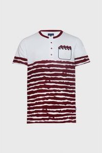Striped Waves Henley Pocket Tee