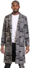 Neo black and white houndstooth pattern Wool Coat Jacket