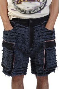 Shredded Denim Cargo Shorts