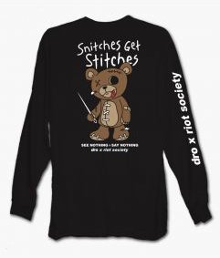 Snitches Get Stitches Long Sleeve - Black