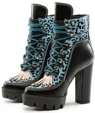 Blue Multi Chunky Heel Bootie