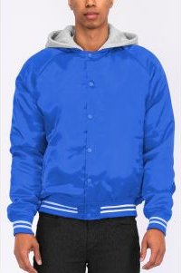 Satin Hooded Varsity Jacket