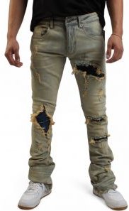 Goldenrod Fray Stacked Jean