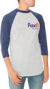 The Fax B Raglan in Heather Grey and Navy