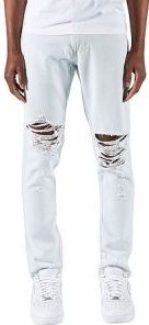 Bleach Blue Ripped Tapered Jeans