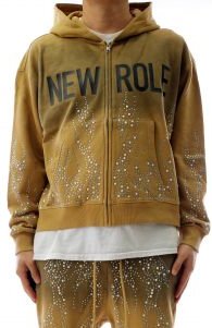 HUSK French Terry Long Sleeve Crop Top Full Zip Hoodie