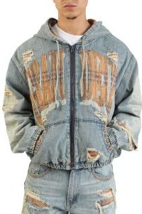 Grandeur Plaid Denim Hoodie Jacket