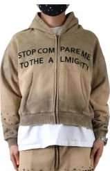 ERIN French Terry Long Sleeve Crop Top Full Zip Hoodie