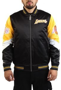 NBA Los Angeles Lakers Black Hardwood Classics Throwback Heavyweight Satin Full-Zip Jacket