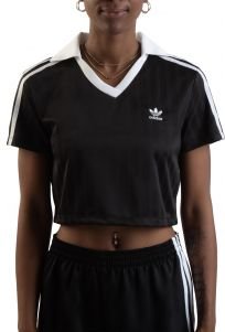 Adicolor Football Jacquard V-Neck Crop Polo Shirt 