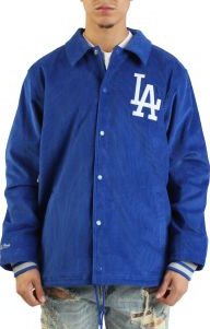 MLB Los Angeles Dodgers Logo Off The Bus Corduroy Coaches Vintage Jacket 
