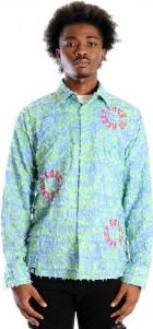 Citron Men's ripped & repaired button down shirt