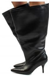 Brighten-Black Oversized Knee High Stiletto Boot