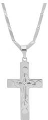 Stainless Steel Simulated Diamond Cross Pendant