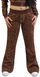 Leopard Mid Rise Big T Flare Sweat Pant 
